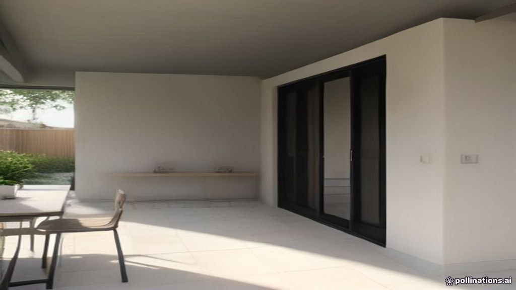 Clay dust stains on light patio tile outside a bright modern home — AZ Oriental Rug Cleaning style