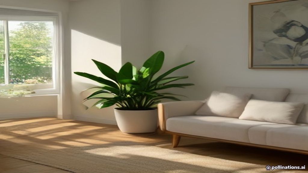 Mineral ring stain on cream area rug near a modern planter — AZ Oriental Rug Cleaning style