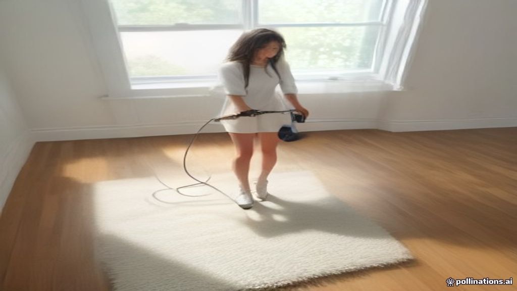 Vacuuming a modern geometric area rug near the fringe on light oak floors — AZ Oriental Rug Cleaning style