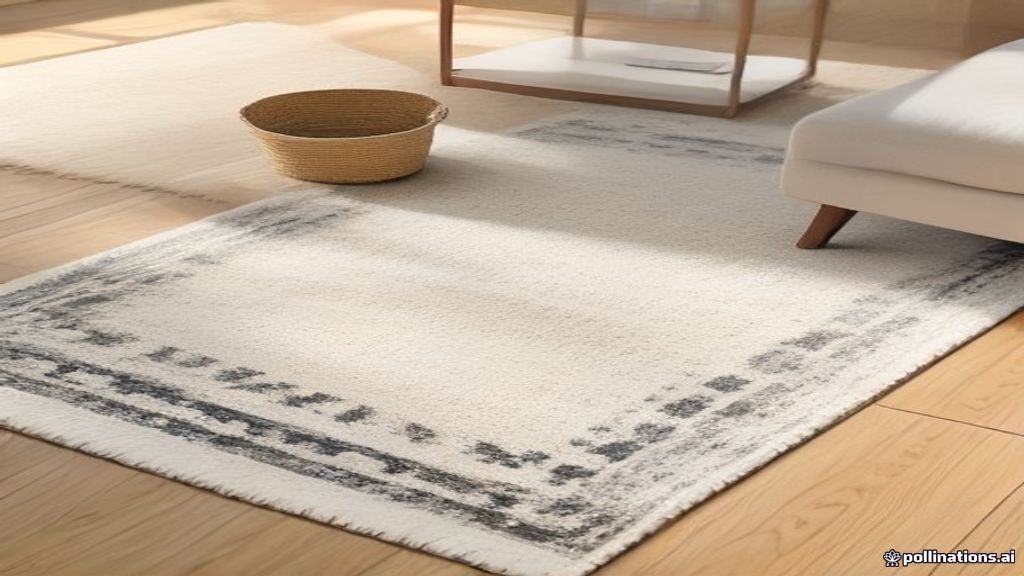 Close-up of moth larvae holes in a cream wool area rug in a bright modern room — AZ Oriental Rug Cleaning style